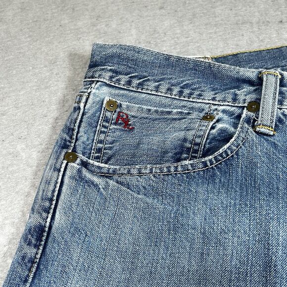 Polo Ralph Lauren Jeans Mens 34x29 Blue Denim Slim Straight Classic RL Red Logo - Picture 3 of 14